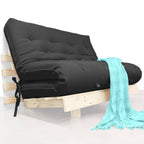 Sofa Cama Futon Casal Tokio Madeira Maciça Sarja Preto