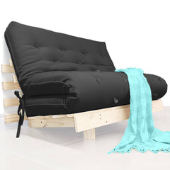 Sofa Cama Futon Casal Tokio Madeira Maciça Sarja Preto