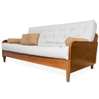 Sofá Cama Casal Futon Paris II Acquablock em Madeira Maciça Natural - Cor Branco Off