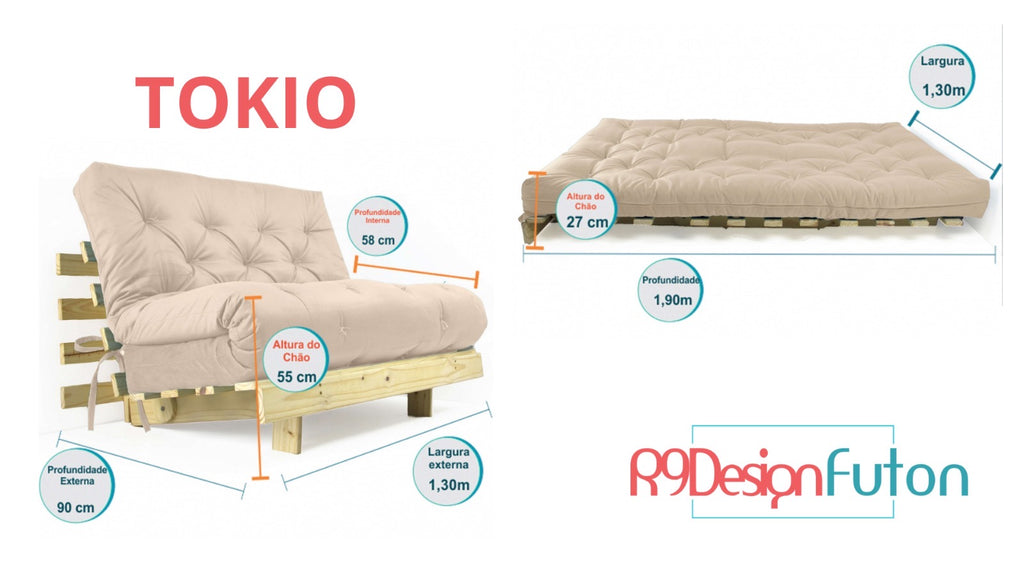 Sofa Cama Futon Oriental Casal D33 Madeira Pinus Acquablock Preto
