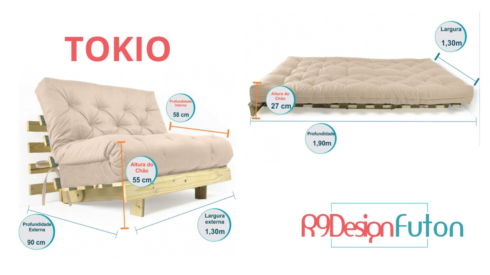 Sofa Cama Futon Oriental Casal D33 Madeira Pinus Acquablock Preto