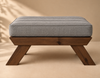 Apoio de Pés Futon - Madeira Cor Imbuia Tecido Acquablock Cinza Linho
