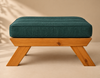 Apoio de Pés Futon - Madeira Cor Mel Tecido Acquablock Verde Oliva
