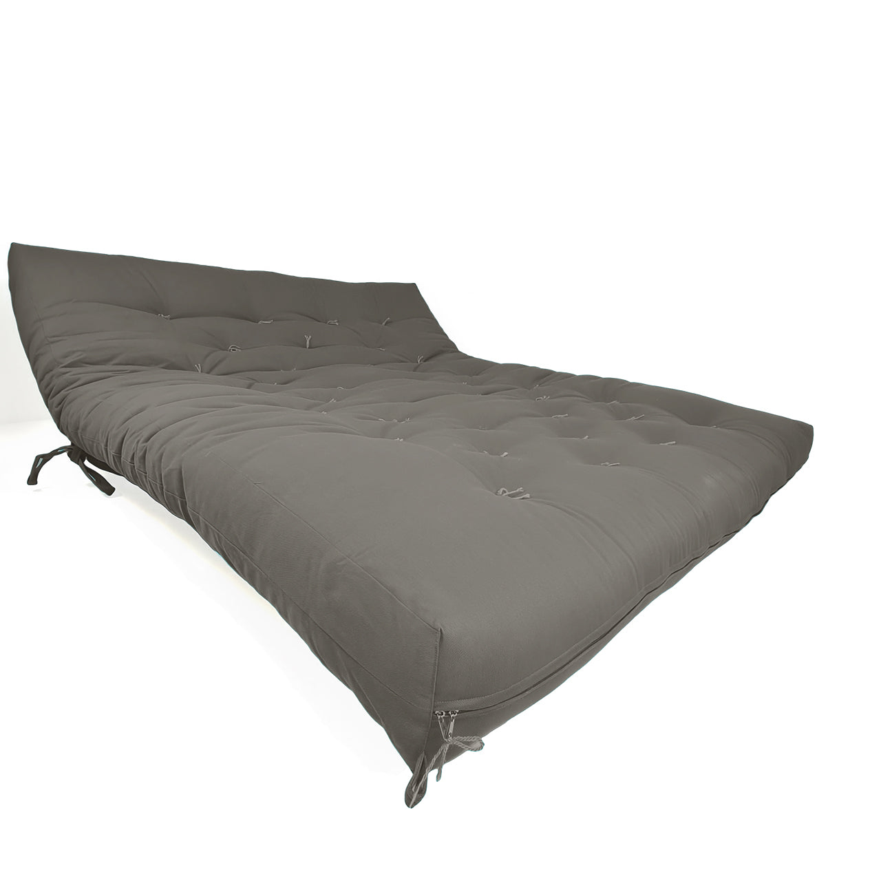 Sofá Cama Futon Oriental King Madeira Cor Mel Maciça Sarja Cinza