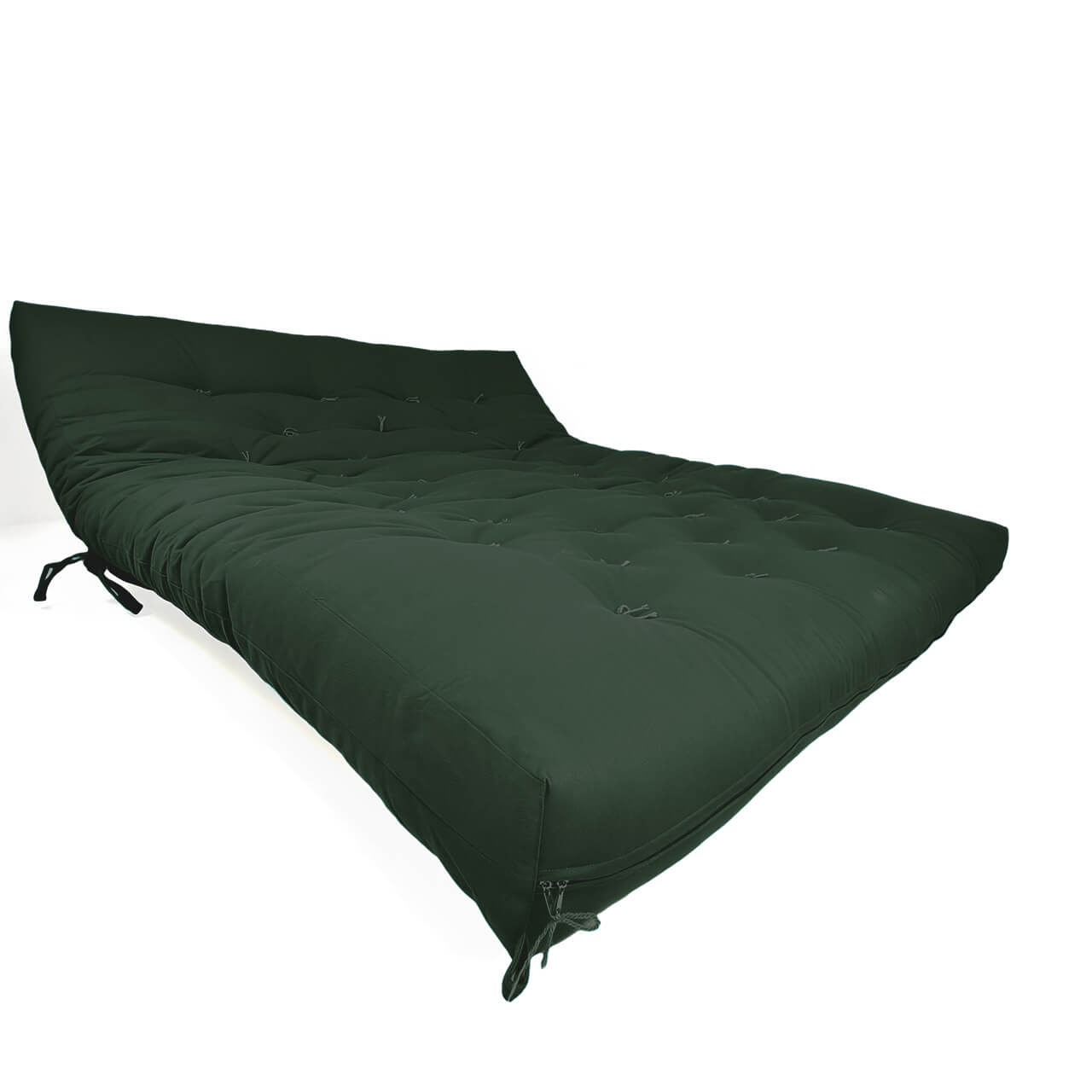 Sofá Cama Futon Oriental King Madeira Cor Mel Maciça Sarja Verde Militar