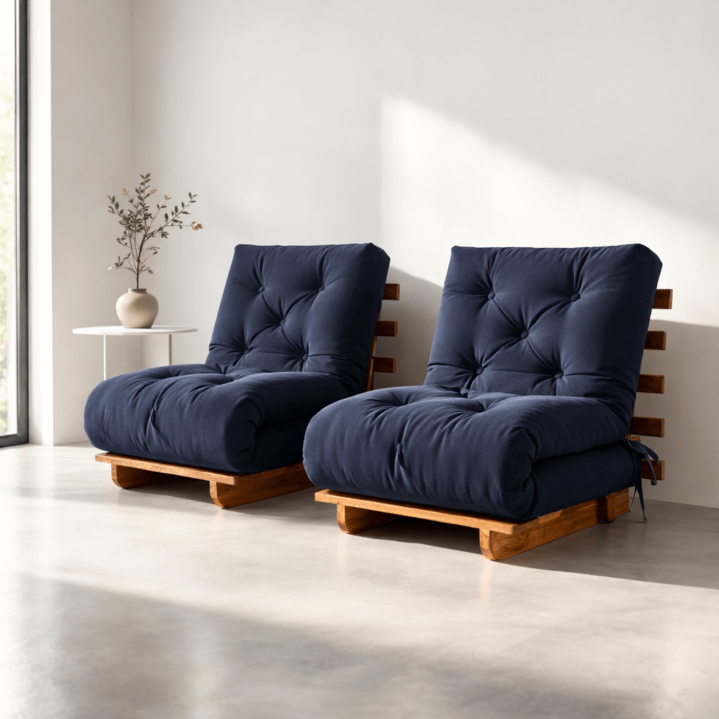 Kit Sofá Cama Solteiro Futon Dobrável Madeira Nobre + 2 Capas Acquablock