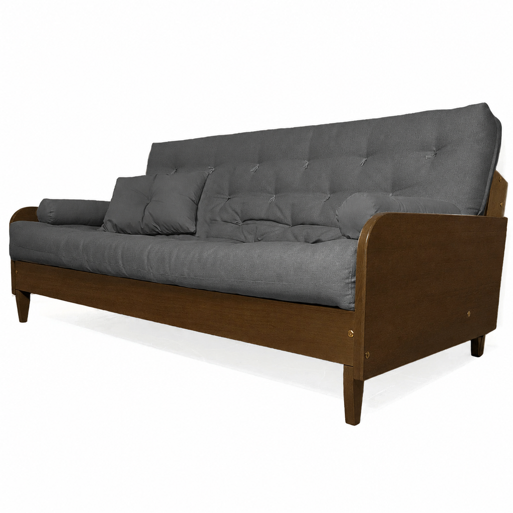 Sofá Cama Casal Futon D33 Paris II Acquablock Madeira Maciça Imbuia - Cor Chumbo