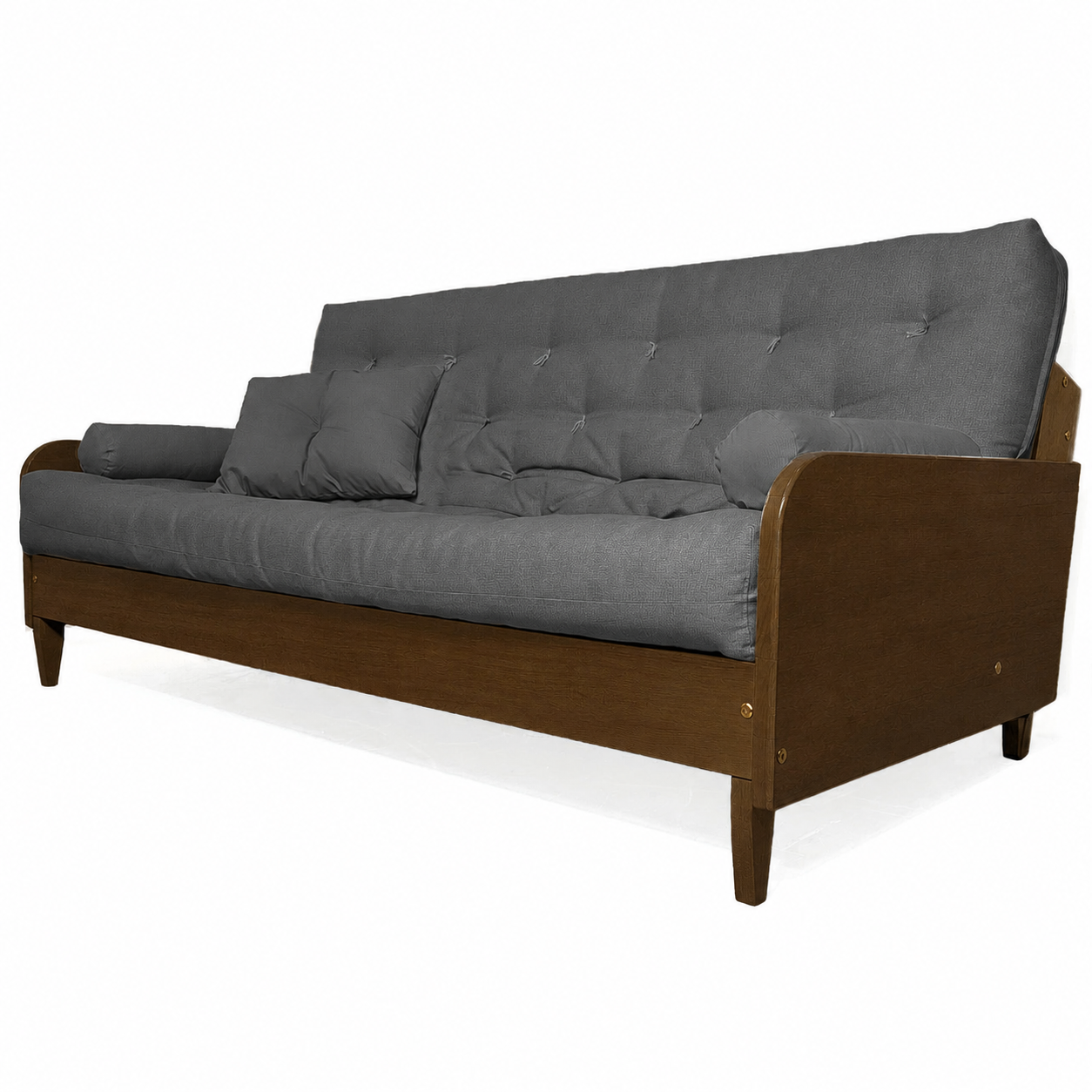 Sofá Cama Casal Futon Paris II Acquablock Madeira Maciça Imbuia D33 - Cor Chumbo