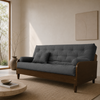 Sofá Cama Casal Futon D33 Paris II Acquablock Madeira Maciça Imbuia - Cor Chumbo