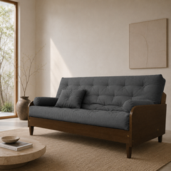 Sofá Cama Casal Futon D33 Paris II Acquablock Madeira Maciça Imbuia - Cor Chumbo