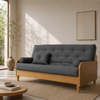 Sofá Cama Casal Futon Paris II Acquablock Madeira Maciça Mel D33 - Cor Chumbo