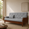 Sofá Cama Casal Futon Paris II Acquablock em Madeira Maciça Imbuia - Cor Cinza Linho