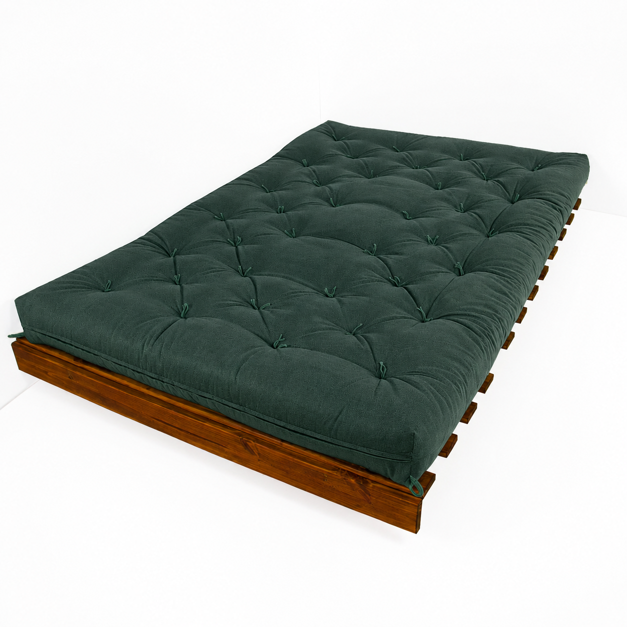 Sofá Cama Casal Futon Tokio D33 Madeira Cor Imbuia Acquablock - Verde oliva