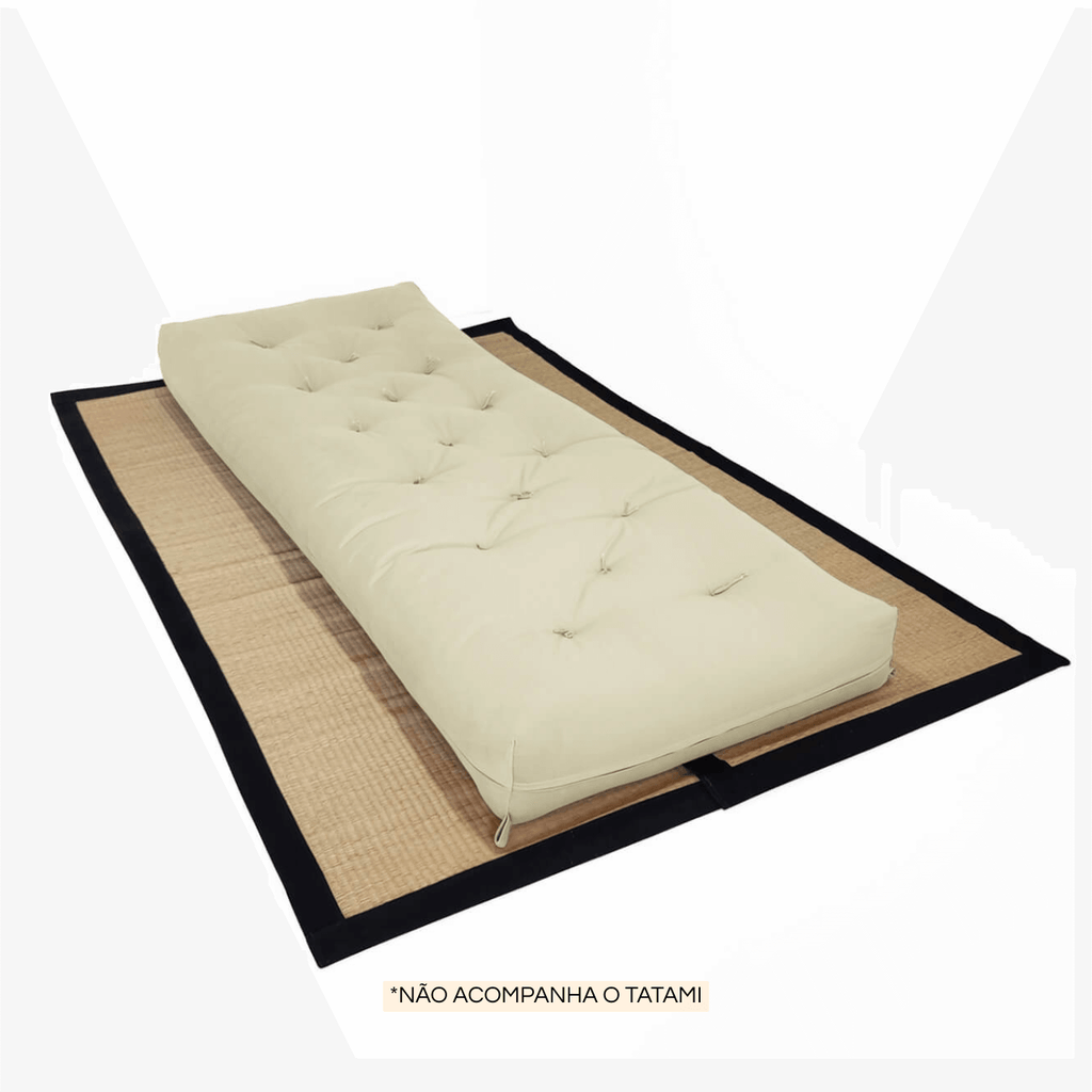 Futon Solteiro Oriental D28 Dobrável - Sarja Bege