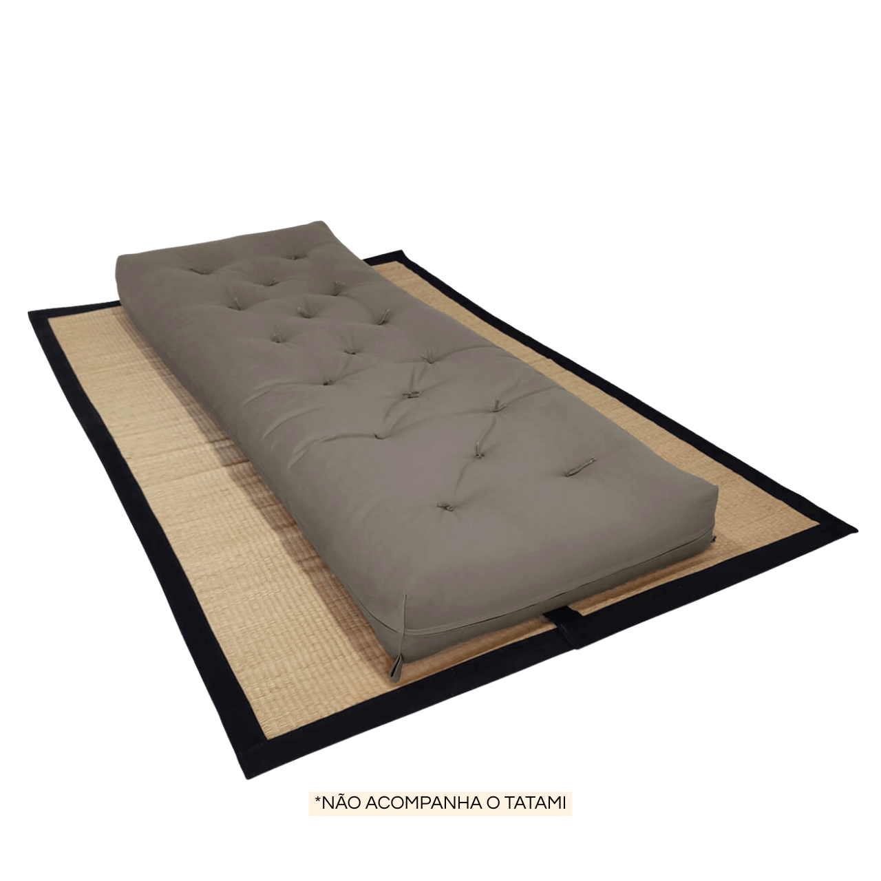 Futon Solteiro Oriental D28 Dobrável - Sarja Cinza