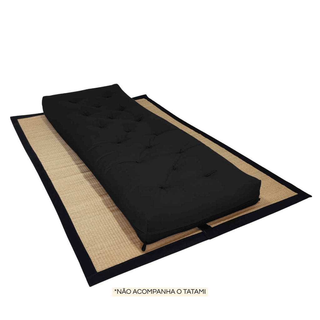 Futon Solteiro Oriental D28 Dobrável - Sarja Preto