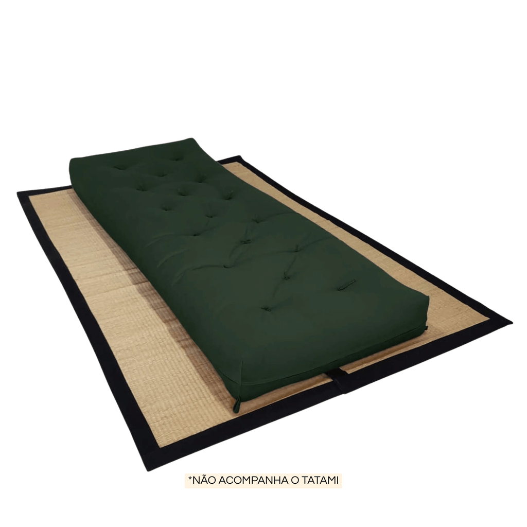 Futon Solteiro Oriental D28 Dobrável - Sarja Verde Militar