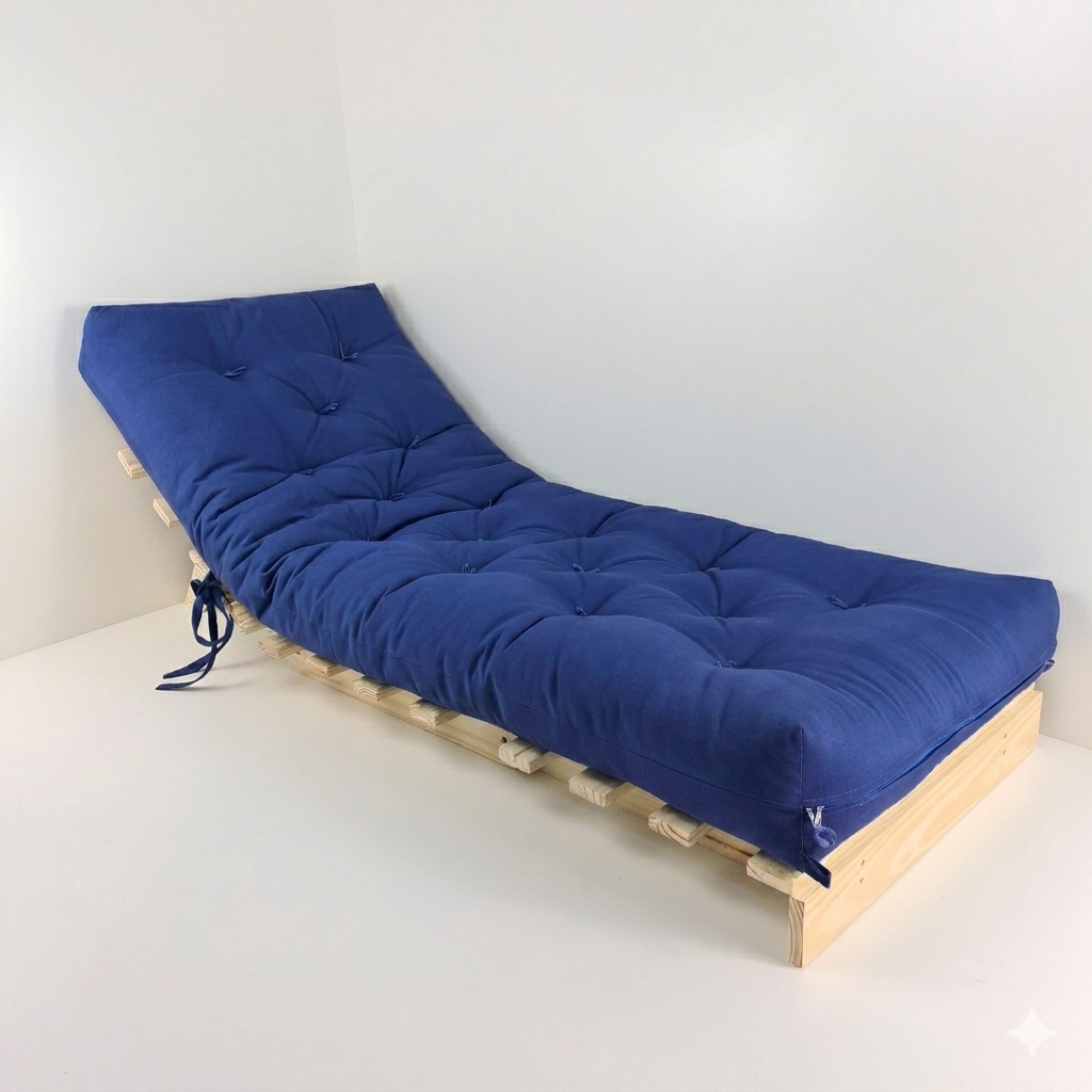 Kit Sofá Cama Solteiro Tokio Madeira Pinus Sem Pintura + Acquablock