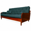Sofá Cama Casal Futon Paris II Acquablock em Madeira Maciça Imbuia - Cor Verde Oliva