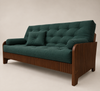 Sofá Cama Casal Futon Paris Ripado New II D33 Acquablock em Madeira Maciça Imbuia- Cor Verde Oliva