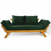Sofá Cama Reclinável Futon D33 Japão - Madeira Cor Mel Tecido Sarja Verde Militar