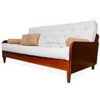 Sofá Cama Casal Futon Paris II Acquablock Madeira Maciça Imbuia D33 - Cor Branco Off