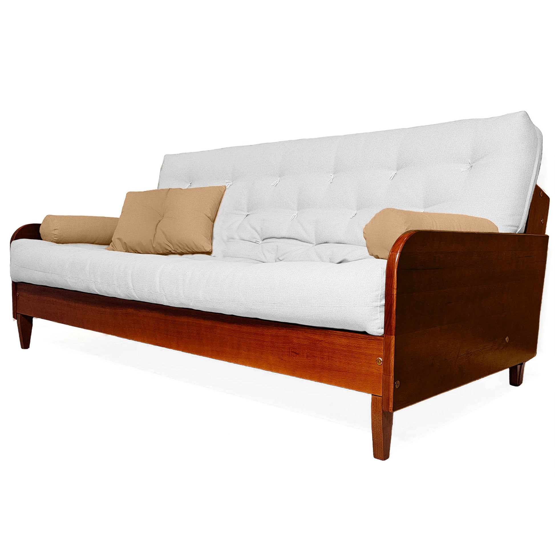 Sofá Cama Casal Futon Paris II Acquablock Madeira Maciça Imbuia D33 - Branco Off