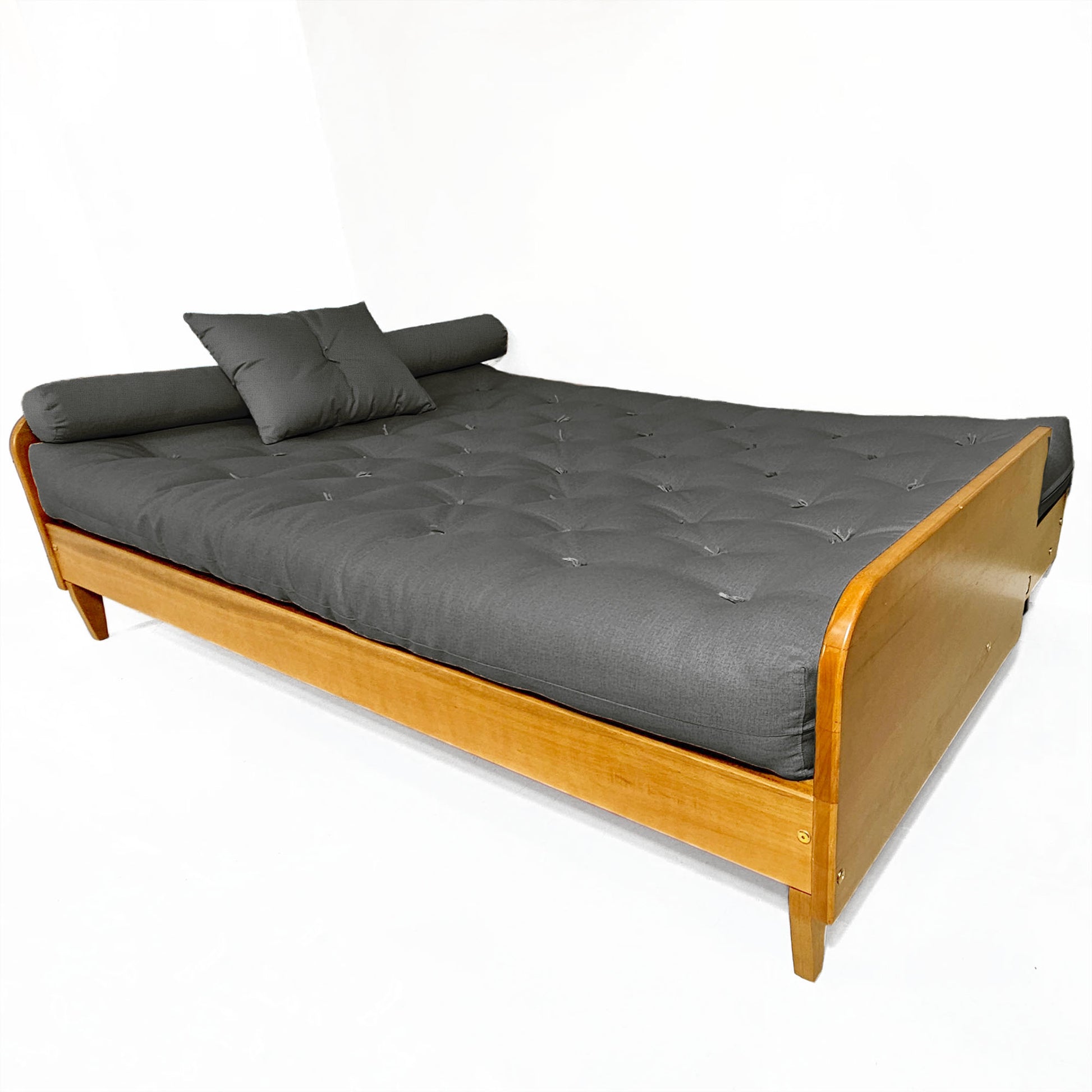 Sofá Cama Casal Futon Paris II Acquablock Madeira Maciça Mel D33 - Chumbo