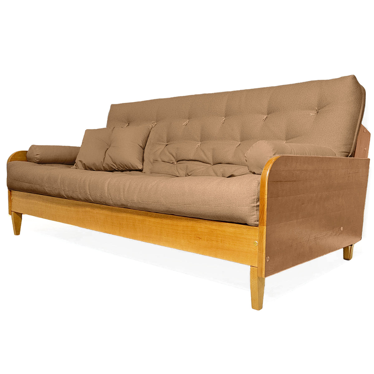 Sofá Cama Casal Futon Paris ll Acquablock Madeira Maciça Mel D33 - Cor Fendi