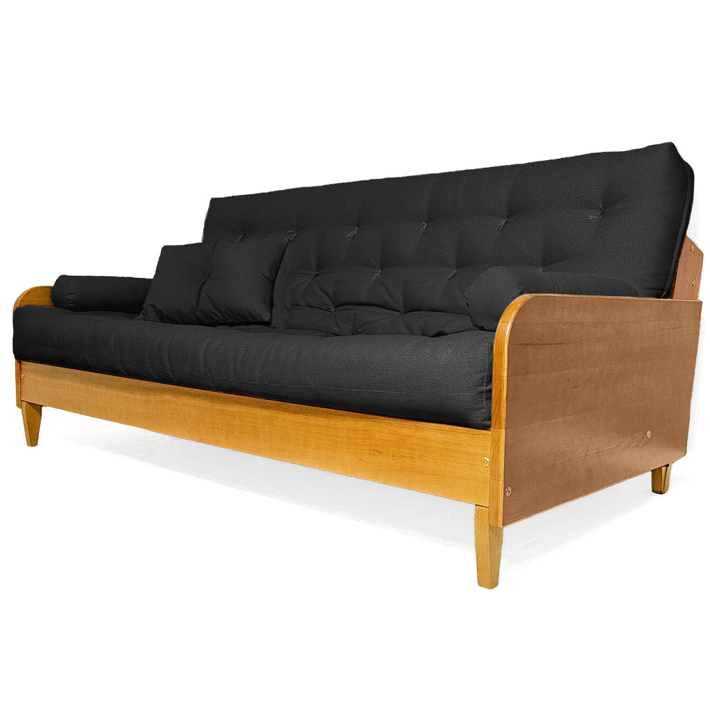 Sofá Cama Casal Futon Paris II  Acquablock Madeira Maciça Mel D33 - Preto