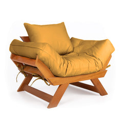Poltrona Japão Acquablock Madeira Pinus Mel - Amarelo