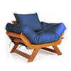 Poltrona Japão Acquablock Madeira Pinus Mel - Azul Royal