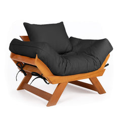 Poltrona Japão Acquablock Madeira Pinus Mel - Preto
