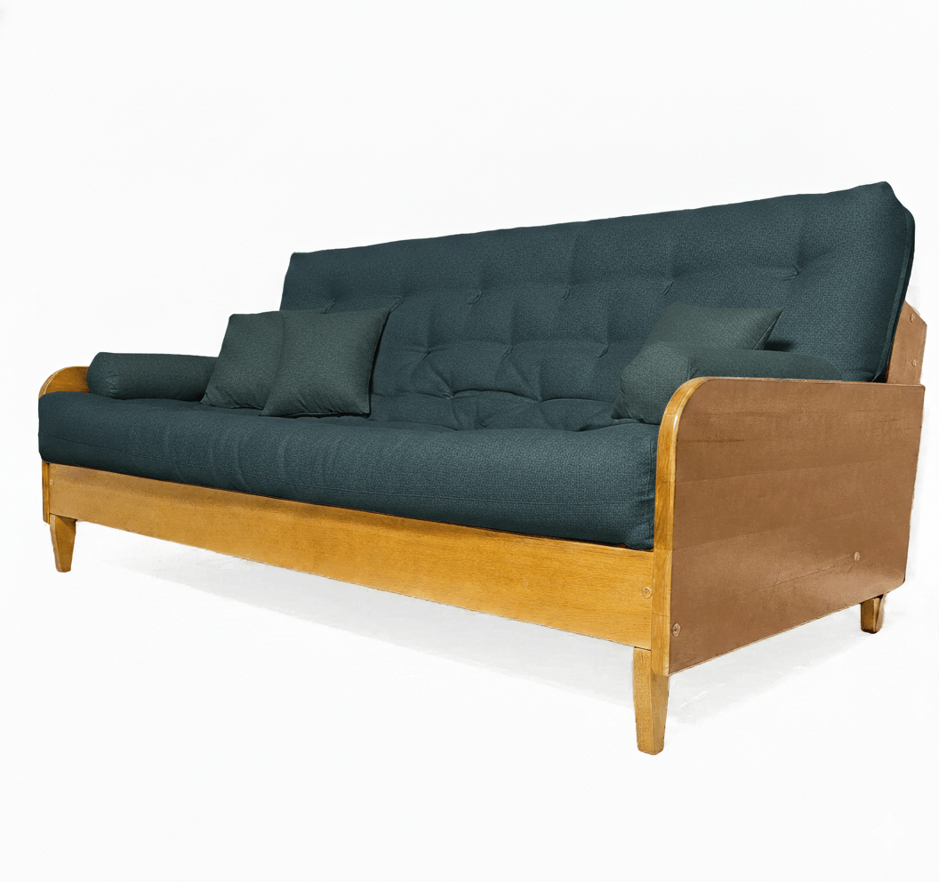 Sofá Cama Casal Futon Paris II Acquablock Madeira Maciça Mel D33 - Cor Verde Oliva