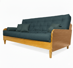 Sofá Cama Casal Futon Paris II Acquablock Madeira Maciça Mel D33 - Verde Oliva