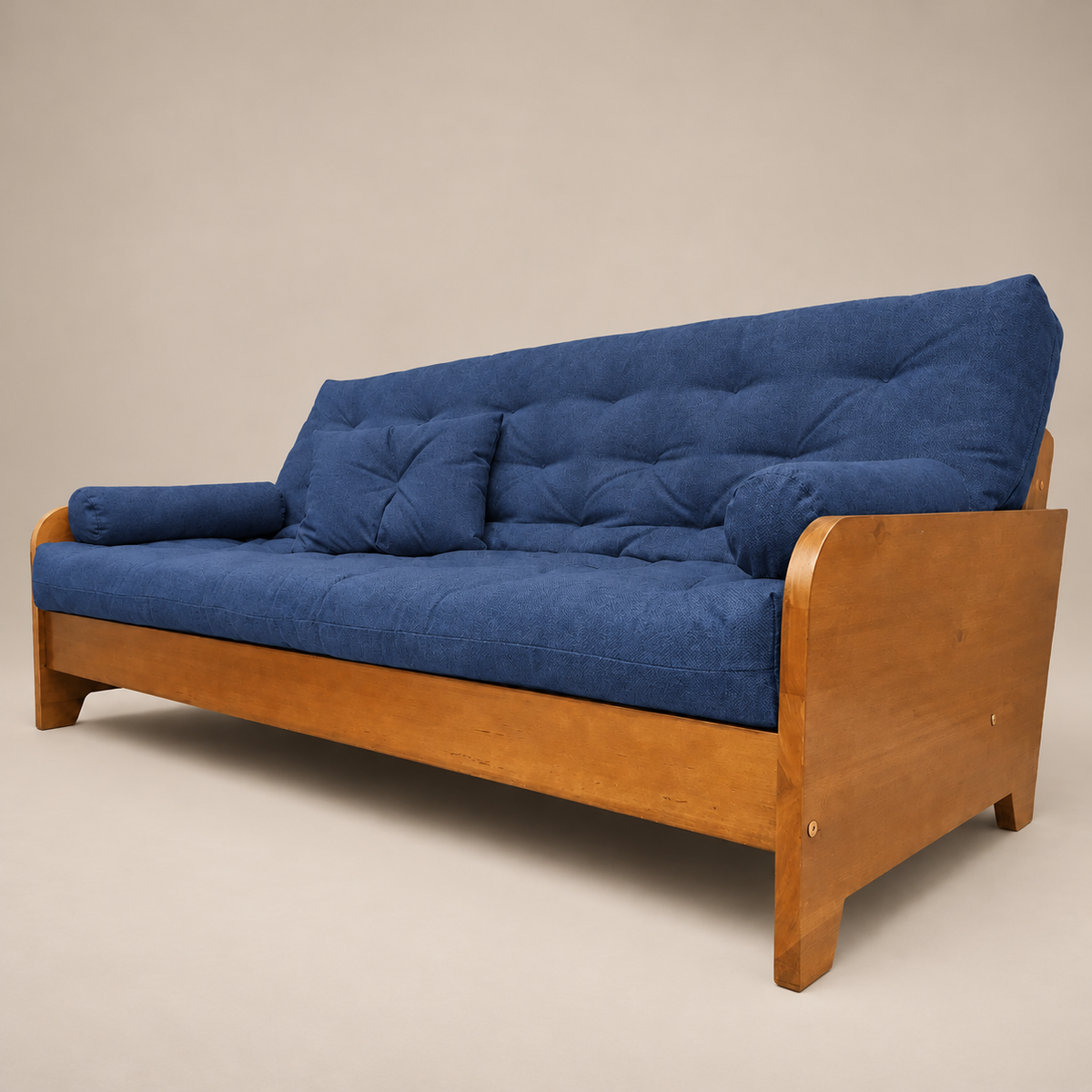 Sofá Cama Casal Futon Paris New D33 Acquablock em Madeira Nobre Mel - Cor Azul Royal