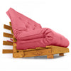 Sofá Cama Casal Futon Tokio Madeira Cor Mel Sarja Goiaba