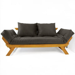 Sofá Japão Futon Acquablock Madeira Cor Mel - Chumbo