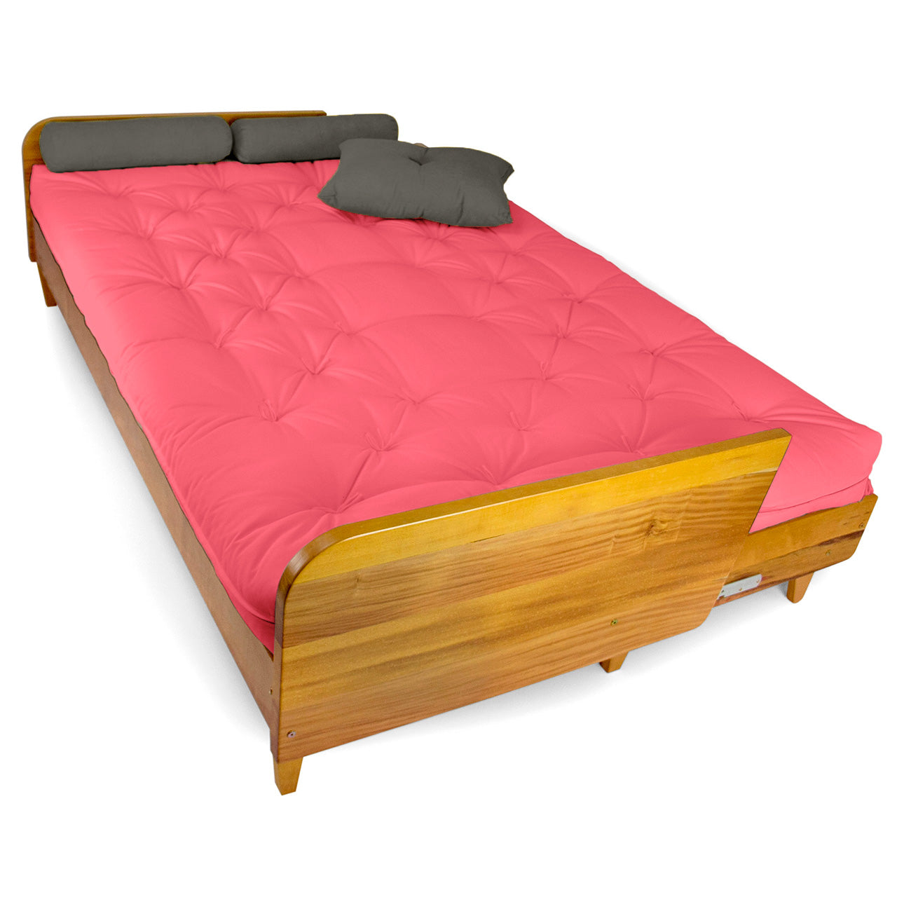 Sofá Cama Paris Sarja Madeira Nobre Natural - Goiaba