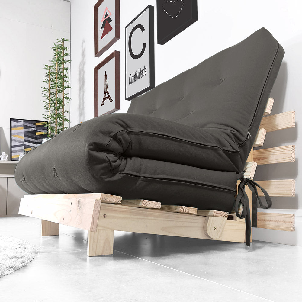 Sofa Cama Futon Casal Tokio Madeira Maciça Acquablock Chumbo