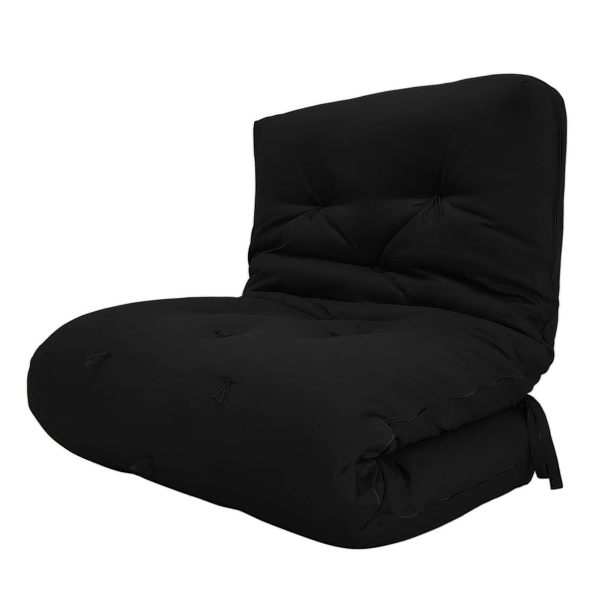 Futon Solteiro Oriental D28 Dobrável - Sarja Preto