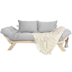 Sofá Japão Futon Acquablock Madeira Sem Pintura - Cinza Linho