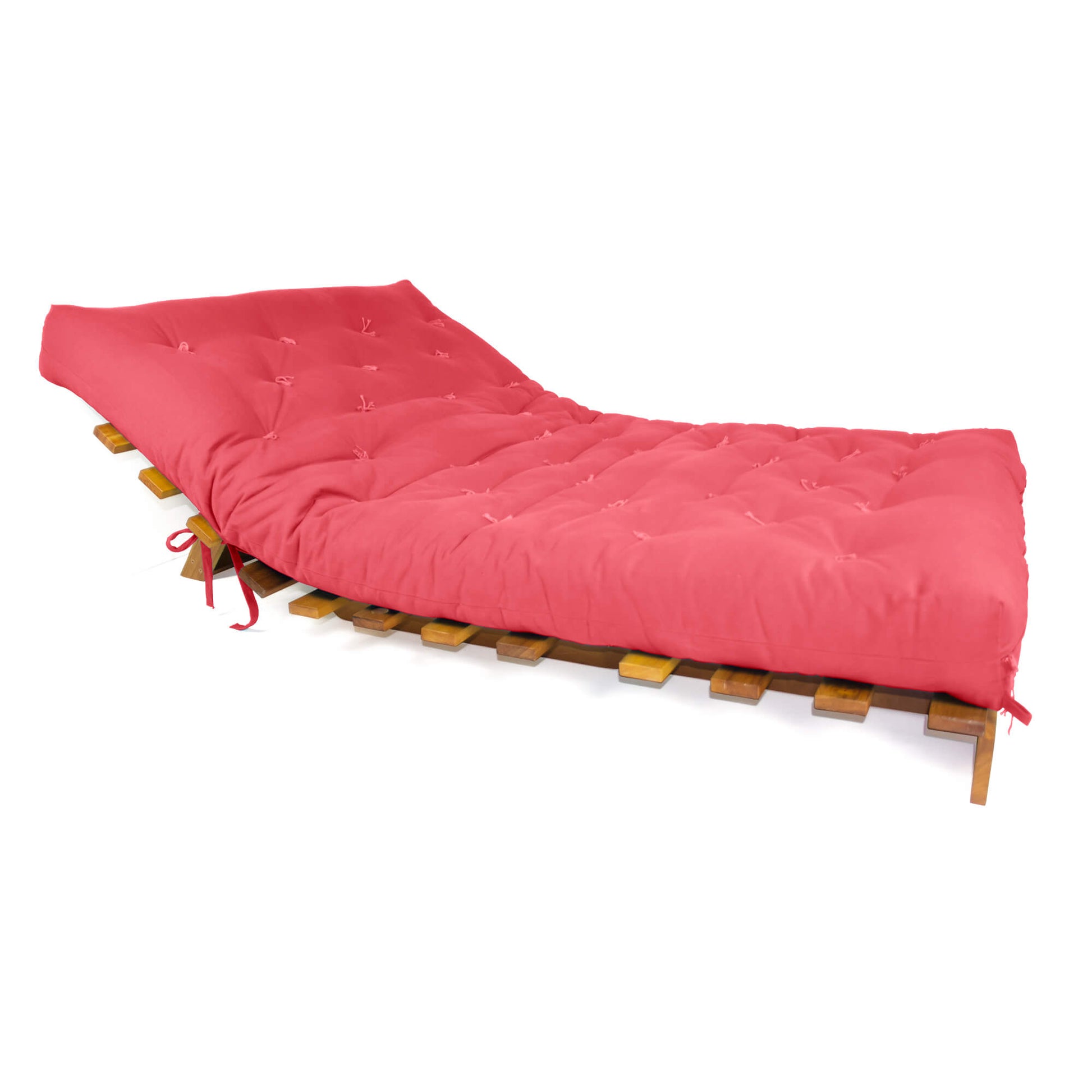 Sofá Cama Casal Futon Tokio Madeira Nobre Sarja Goiaba