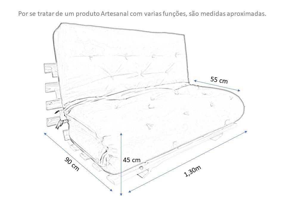 Sofa Cama Casal Futon Oriental Madeira Preta Sarja Preto