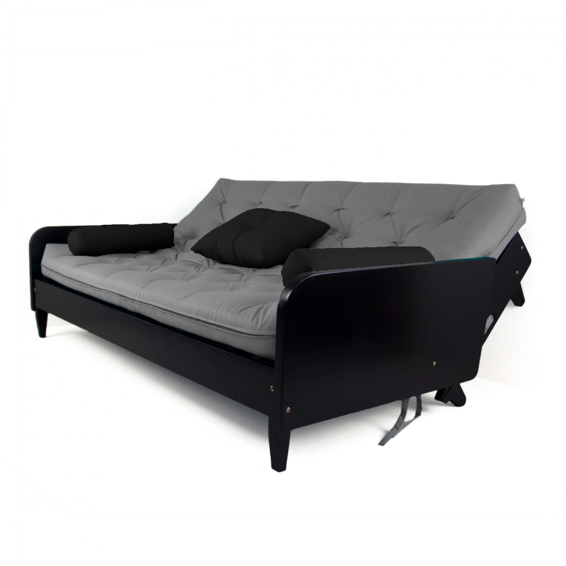 Sofá Cama Paris Cinza Madeira Nobre Preta