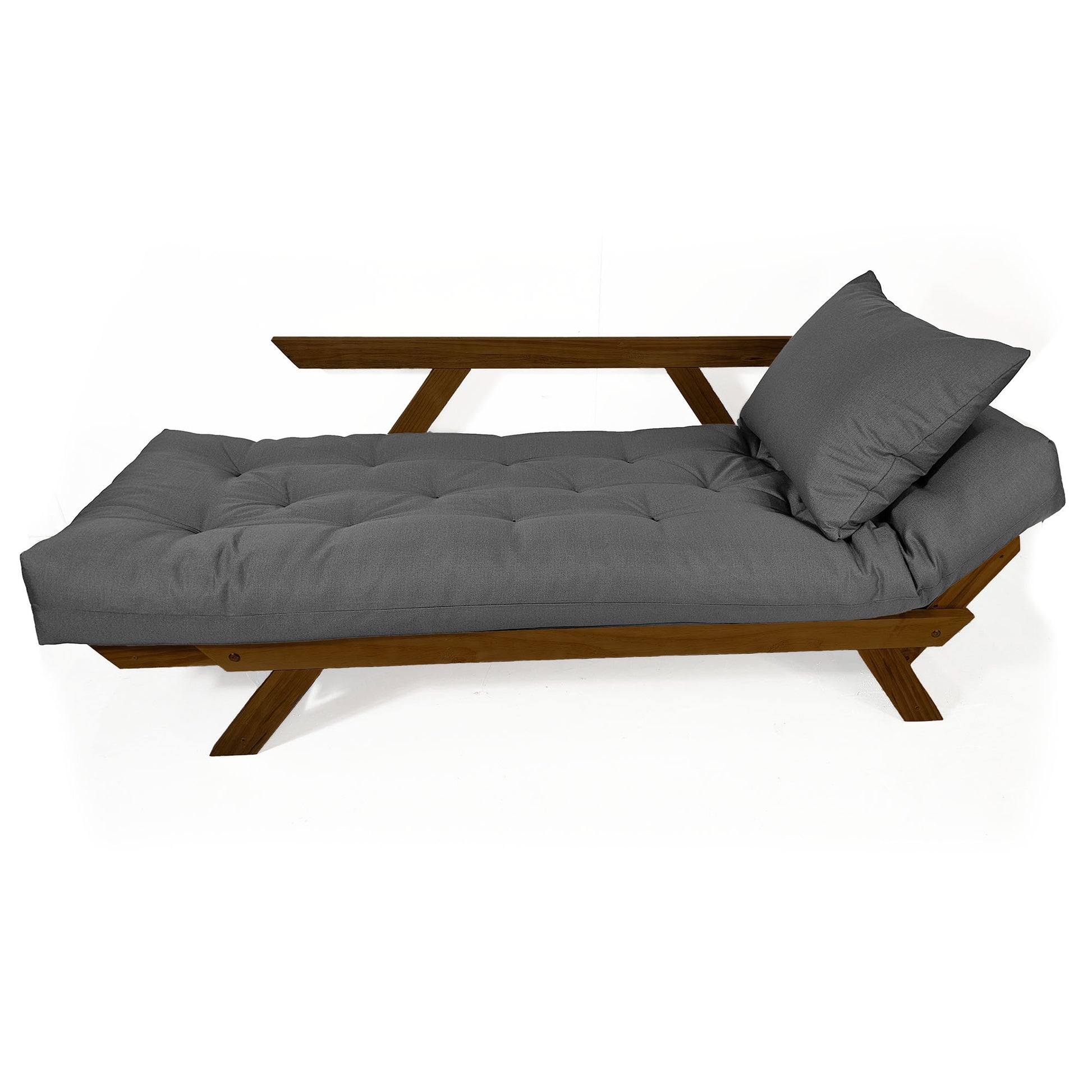 Sofá Japão Futon Acquablock Madeira Cor Imbuia D33 - Chumbo
