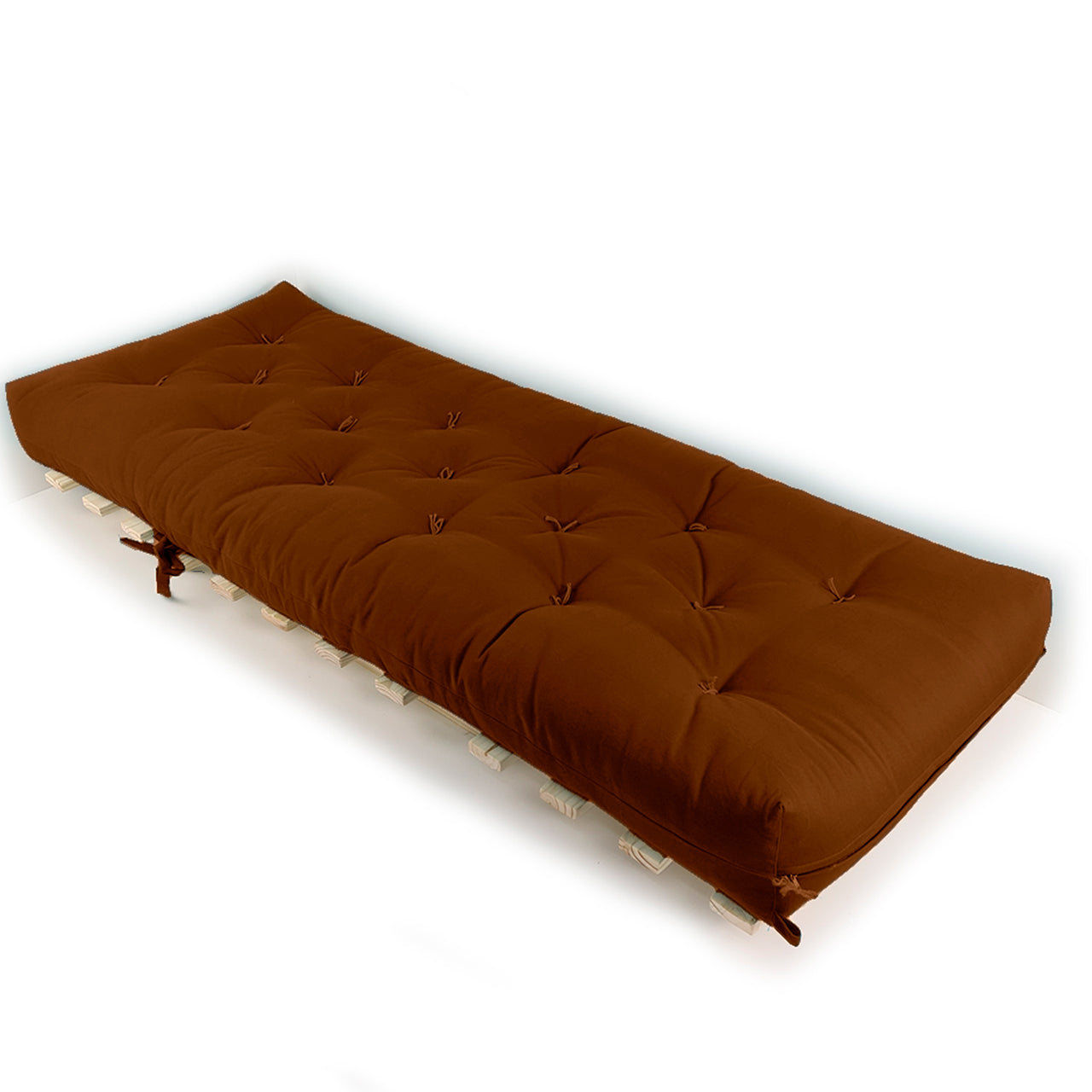 Sofa Cama Solteiro Futon Dobrável Sarja Caramelo