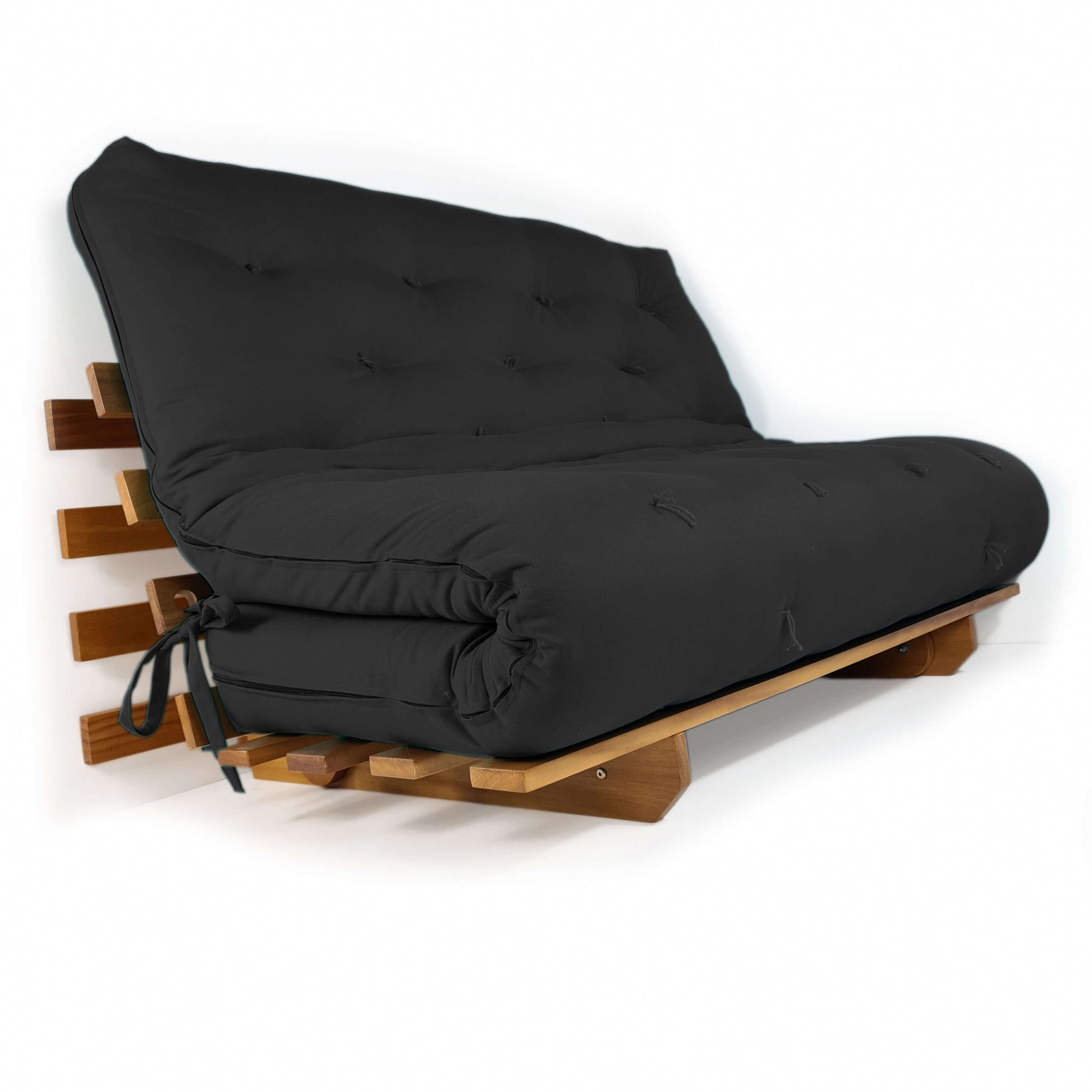 Sofá Cama Casal Futon Oriental Madeira Nobre Natural Preto