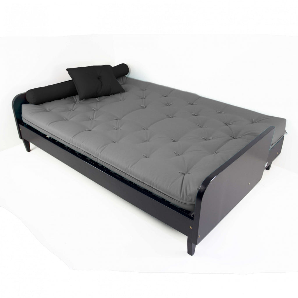 Sofá Cama Paris Cinza Madeira Nobre Preta