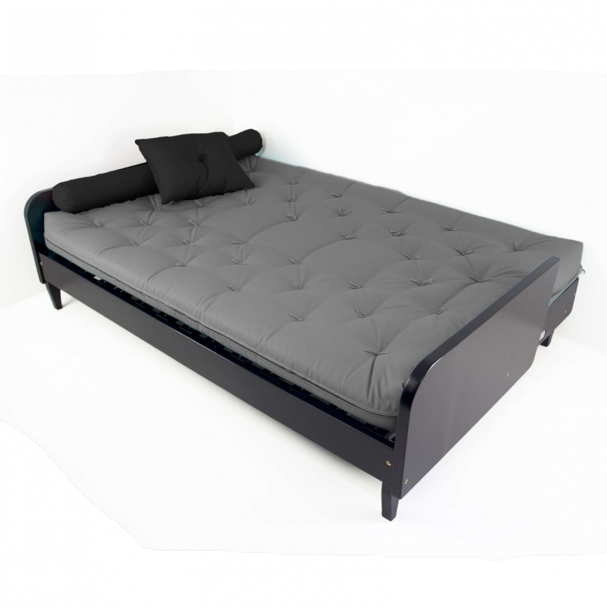Sofá Cama Paris Cinza Madeira Nobre Preta